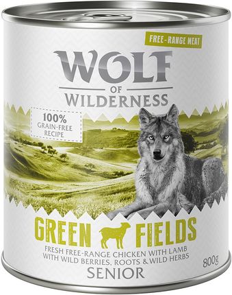 Wolf Of Wilderness Senior Mięso Ze Zrównoważonej Hodowli Senior Green Fields Jagnięcina I Kurczak 6X800G