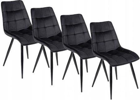 Zestaw 4x Krzesło Tapicerowane RIO Czarne