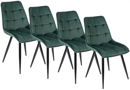 Zestaw 4x Krzesło Tapicerowane RIO Ciemnozielone