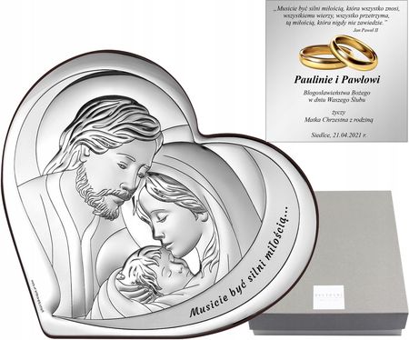 Srebrny Obraz Święta Rodzina Pamiątka Ślub Chrzest