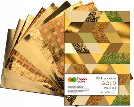 Happy Color Zestaw Blok Papierów Kreatywnych Gold A5