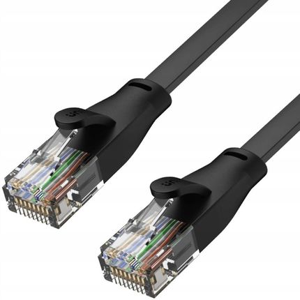 Unitek Kabel Sieciowy Płaski Ethernet Cat.6 0,3M Czarny (C18113Gbk)