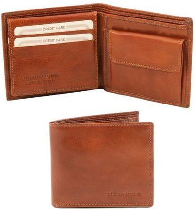 Tuscany Leather Ekskluzywny 3-krotnie składany skórzany portfel męski , kolor brązowy TL141377