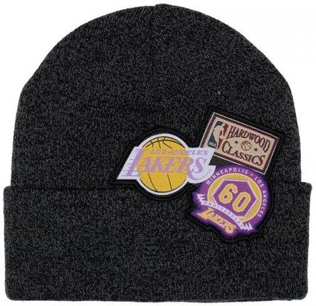 Mitchell &amp; Ness czapka zimowa Los Angeles Lakers NBA XL Logo Patch Knit Hwc Lakers HCFK4341-LALYYPPPBLCK