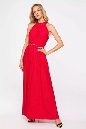 Wieczorowa sukienka maxi z dekoltem halter (Czerwony, Uniwersalny)