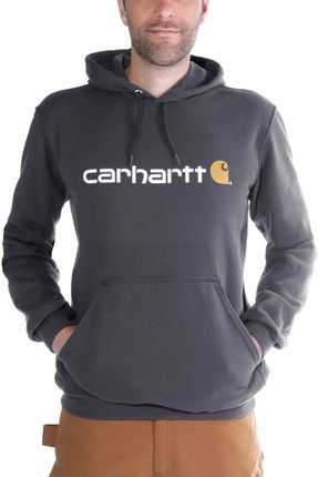 Bluza męska z kapturem Carhartt Midweight Signature Logo Sweatshirt 026 Carbon Heather
