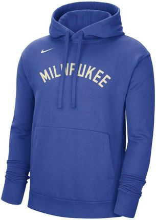 Nike Męska Dzianinowa Bluza Z Kapturem Nba Milwaukee Bucks City Edition Niebieski