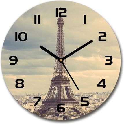 Wallmuralia.Pl Zegar Szklany Okrągły Wieża Eiffla Paryż (Plzso30Cf67211214)