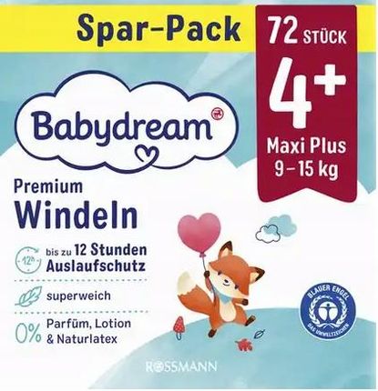 Babydream Maxi 4+ Pieluchy 72szt.