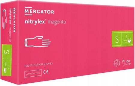 Rękawice Nitrylowe Magenta Nitrylex 100 Szt. 7-S