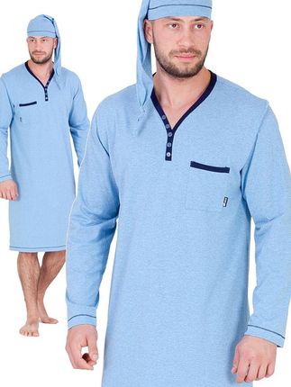 BONIFACY - męska koszula nocna i szlafmyca [błękitna]