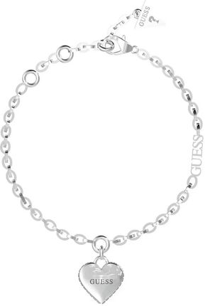 Biżuteria Guess damska bransoletka srebrna serce z logo JUBB02229JWRHS