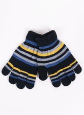Rękawiczki chłopięce pięciopalczaste czarne w paski : Rozmiar - 18