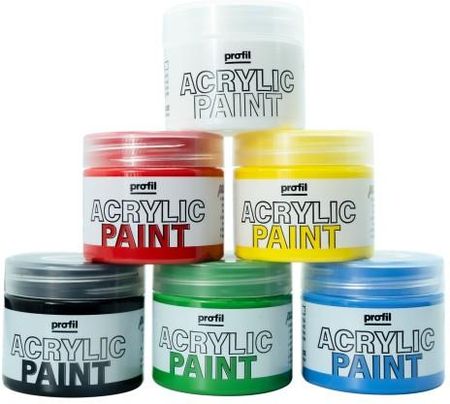 Zestaw 6x50 ml farby akrylowe kolory podstawowe dla artystów, hobbystów i rzemieślników do płótna, papieru, drewna, kamienia, betonu, gipsu, tanie