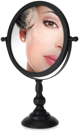 Lusterko lustro na nóżce kosmetyczne do makijażu metalowe czarne 25x33 cm