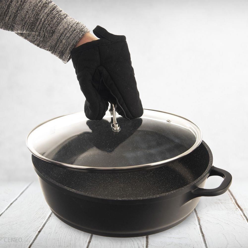 Łapka rękawica kuchenna z silikonem i magnesem bawełniana czarna