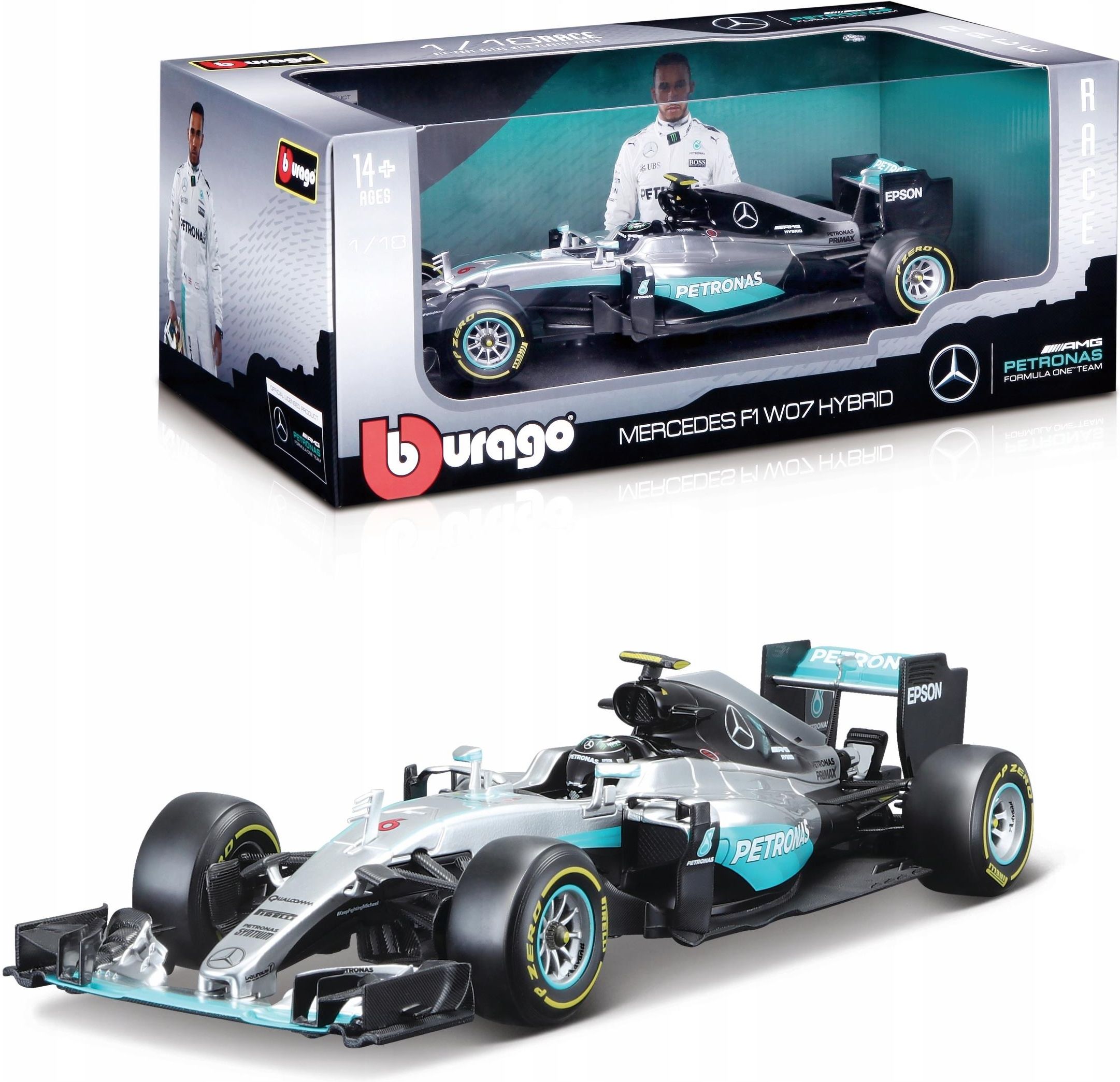 Bburago Bolid F1 Mercedes W07 Hybrid Rosberg 1:18 - Ceny i Bburago Bolid F1 Mercedes W07 Hybrid Rosberg 1:18 - Ceny i