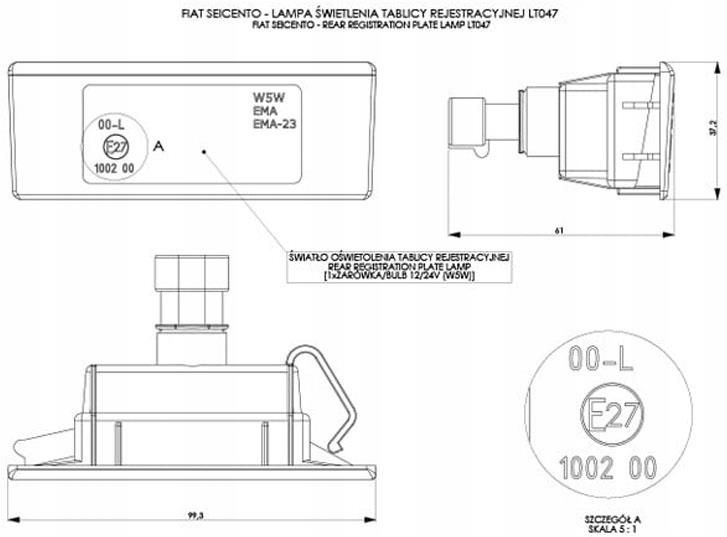 Lampka Tablicy Rejestracyjnej Horpol Lampa O Wietlenia Tablicy Fiat