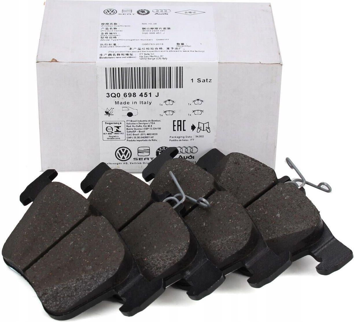 Klocki hamulcowe Skoda Oe Klocki Hamulcowe Tył 3Q0698451L - Opinie i ...