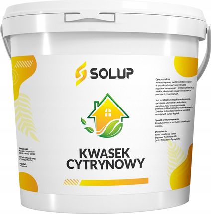 Solup Kwasek Cytrynowy Spożywczy E330 Czda 5kg