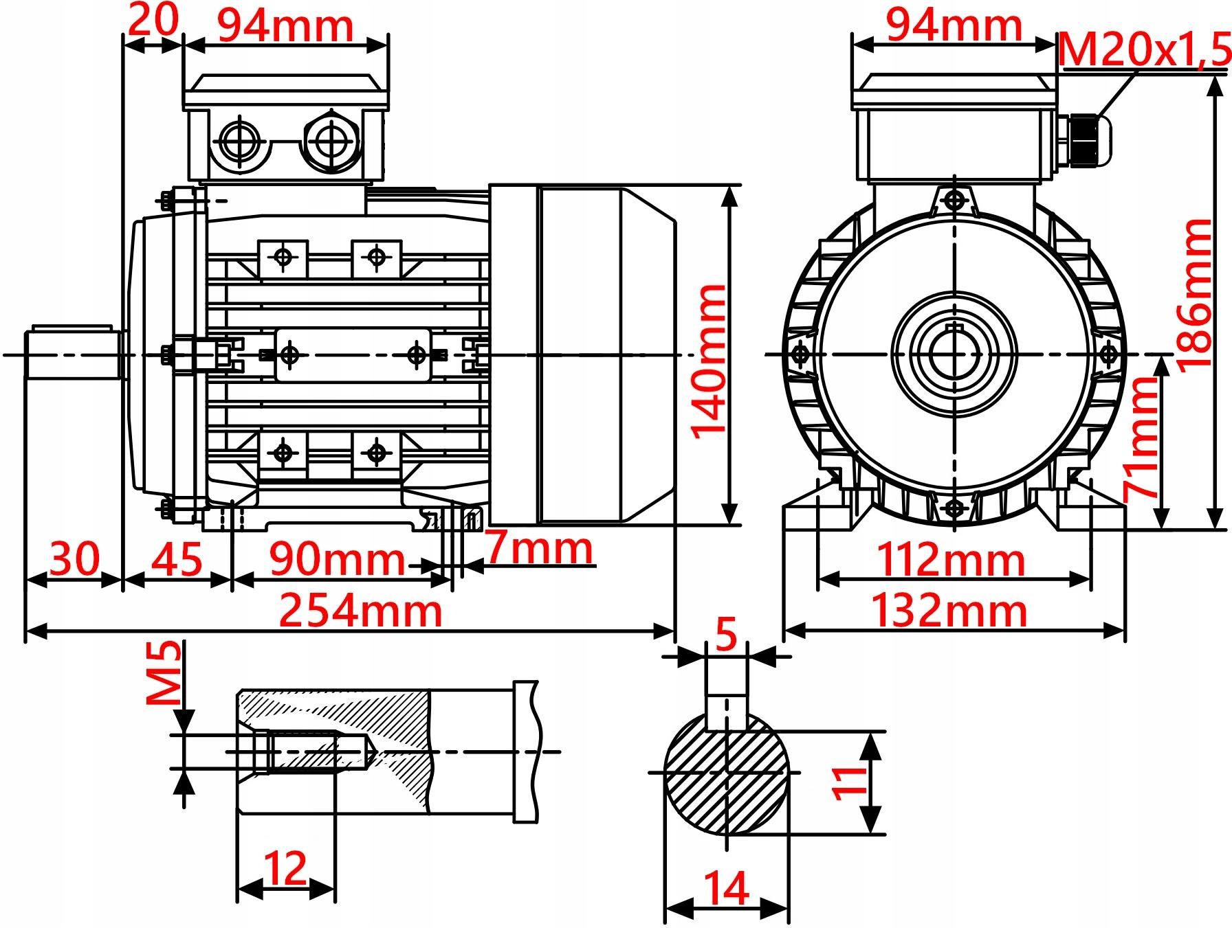 Sm-G Silnik Elektryczny 0,37Kw 230/400V 1390Obr 3Fazowy 3006.Ms.71.2-4.0,37Kw.B3