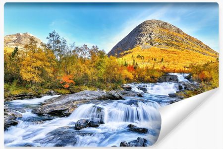 Muralo Fototapeta Jesień Pejzaż Wodospad Góry 3D 90x60