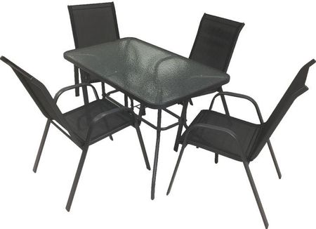 Zestaw Mebli Do Ogrodu Majorka 4X Krzesła + Stół Majorka Duo 120X70 Czarny