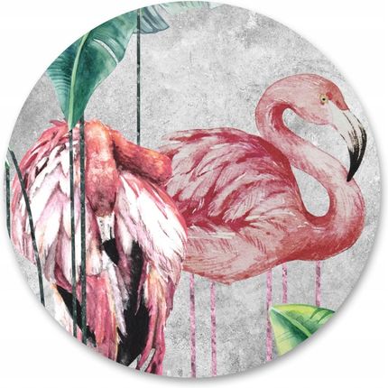 Muralo Fototapeta W Kole Flamingi Rośliny Beton 100x100