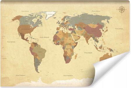 Muralo Fototapeta Mapa Polityczna Świata Vintage 90x60