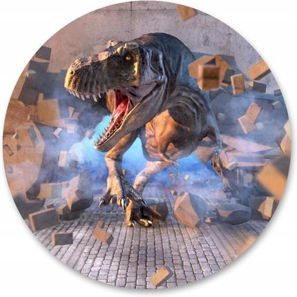 Muralo Fototapeta Okrągła Dinozaur Mur Dziura 3D 100x100
