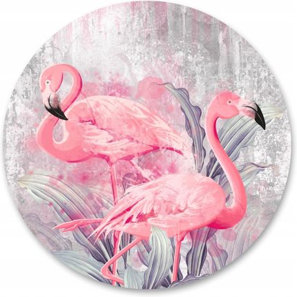 Muralo Fototapeta Okrągła Flamingi Beton Rośliny 100x100