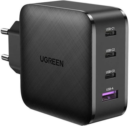 Ładowarka sieciowa UGREEN CD224, 3x USB-C, 1x USB, Power Delivery 3.0, GaN, 65W (Czarna)
