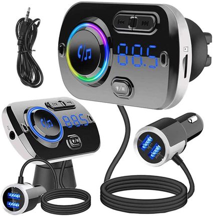 Transmiter FM Ładowarka samochodowa Bluetooth 2x USB QC 3.0 MP3 Quick Charge Czarny