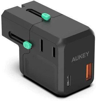 AUKEY PA-TA06 Uniwersalny podróżny adapter sieciowy 1xUSB-C PowerDelivery + 1xUSB-A Quick Charge