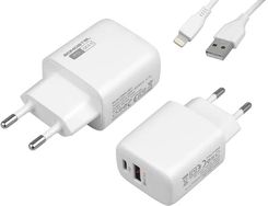 Ładowarka Sieciowa 3A 18W + Kabel Iphone Biała Somostel Power Delivery Sms-Q01 Pd+Usb. 1Lm