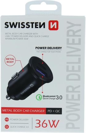 SWISSTEN CL adapter Power Delivery + Quick Charge, USB-C, 36 W - czarny