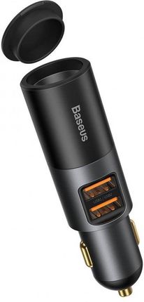 Ładowarka samochodowa Baseus Share Together Fast z gniazdem zapalniczki, 2x USB, 120W (szara)