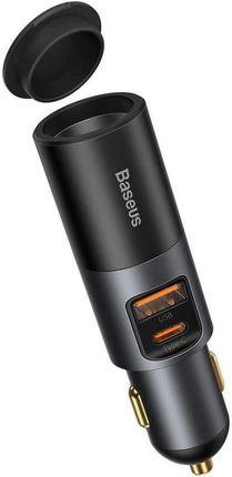 Ładowarka samochodowa Baseus Share Together Fast z gniazdem zapalniczki, USB + USB-C, 120W (szara)