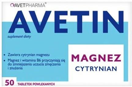 Avet Pharma Avetin Magnez Cytrynian Powlekane 50szt.