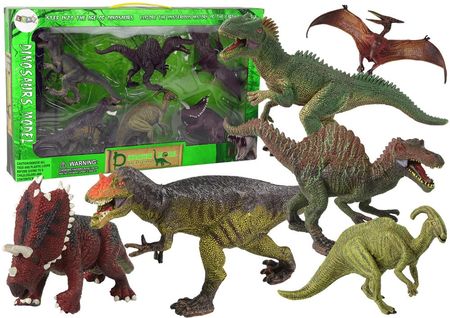 Leantoys Duży Zestaw Dinozaurów 6 Sztuk Figurka Dinozaur Prehistoryczne Okazy