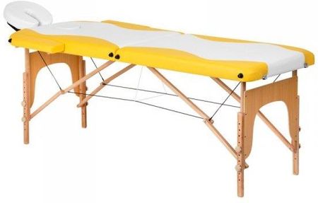 Activeshop Stół Składany Do Masażu Wood Komfort Activ Fizjo 2 Segmentowe Biało Żółte