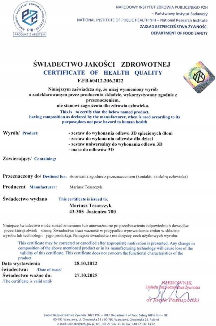 Masa Kopiująca Do Odlewów Części Ciała 450g - zdjęcie 6 Masa Kopiująca Do Odlewów Części Ciała 450g