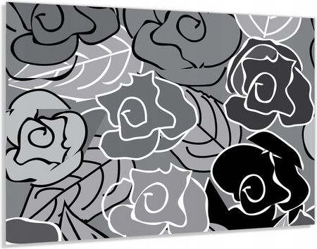 Alasta Panel Szklany Hartowany 80x60 Czarno-Białe Kwiaty