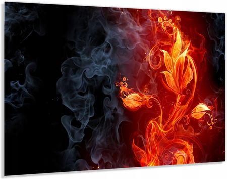 Alasta Panel Szklany Hartowany 90x60 Ognisty Kwiat Dym