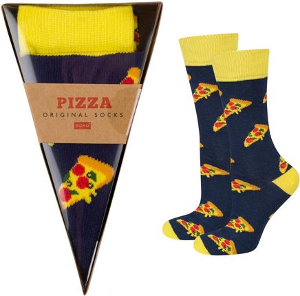 Skarpetki męskie i damskie kolorowe SOXO pizza w pudełku | prezent dla mężczyzny | prezent dla kobiety