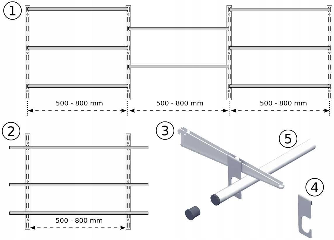 Element System Wspornik Pod Półki Do Regał Ścienny Metalowy U 22S 4861000 - zdjęcie 7 Element System Wspornik Pod Półki Do Regał Ścienny Metalowy U 22S 4861000