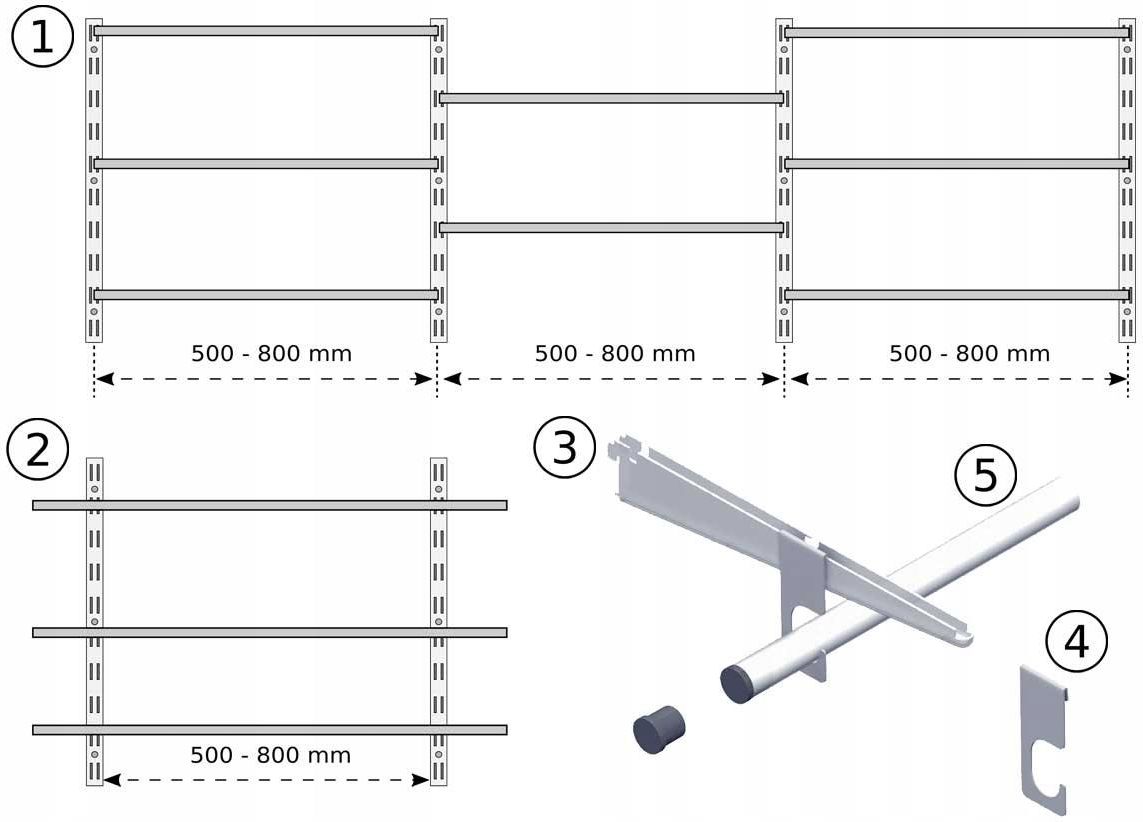 Element System Wspornik Pod Półki Do Regał Ścienny Metalowy U 22S 4861000