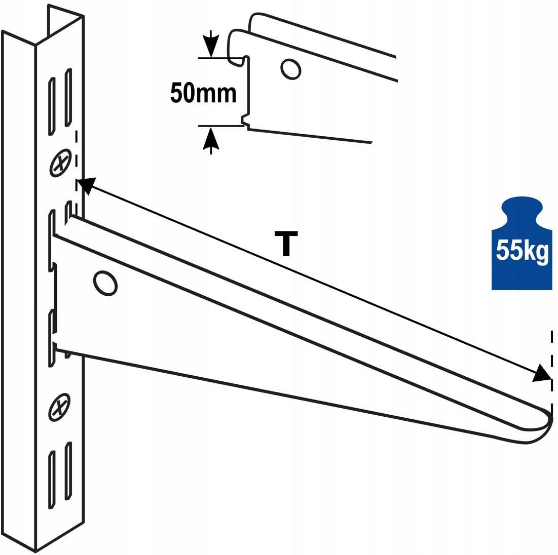 Element System Wspornik Pod Półki Do Regał Ścienny Metalowy U 22S 4861000