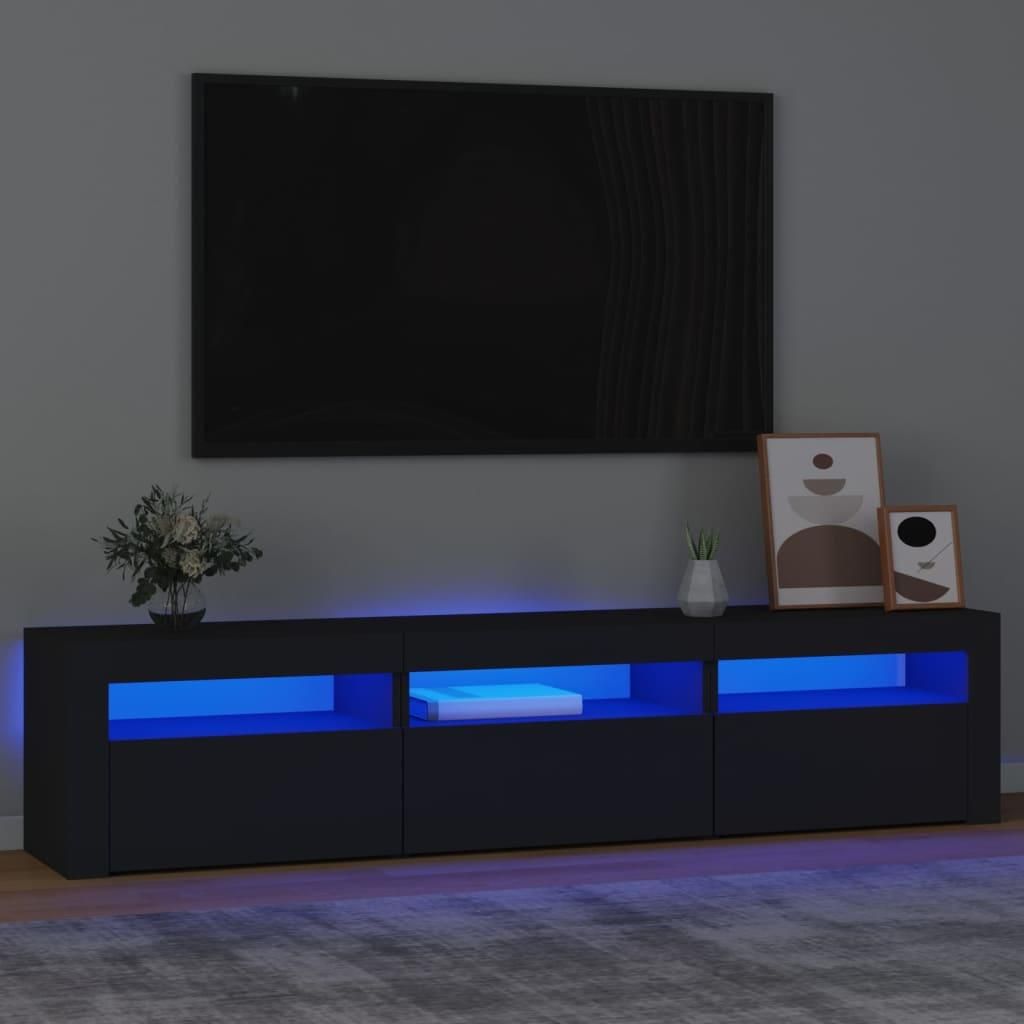 Vidaxl Szafka Pod Tv Z Oświetleniem Led Czarna 180X35X40 Cm 3152755