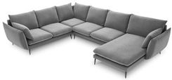 Beso Sofa Panoramiczna Szary Aksamit Czarne Nóżki Elio 8522